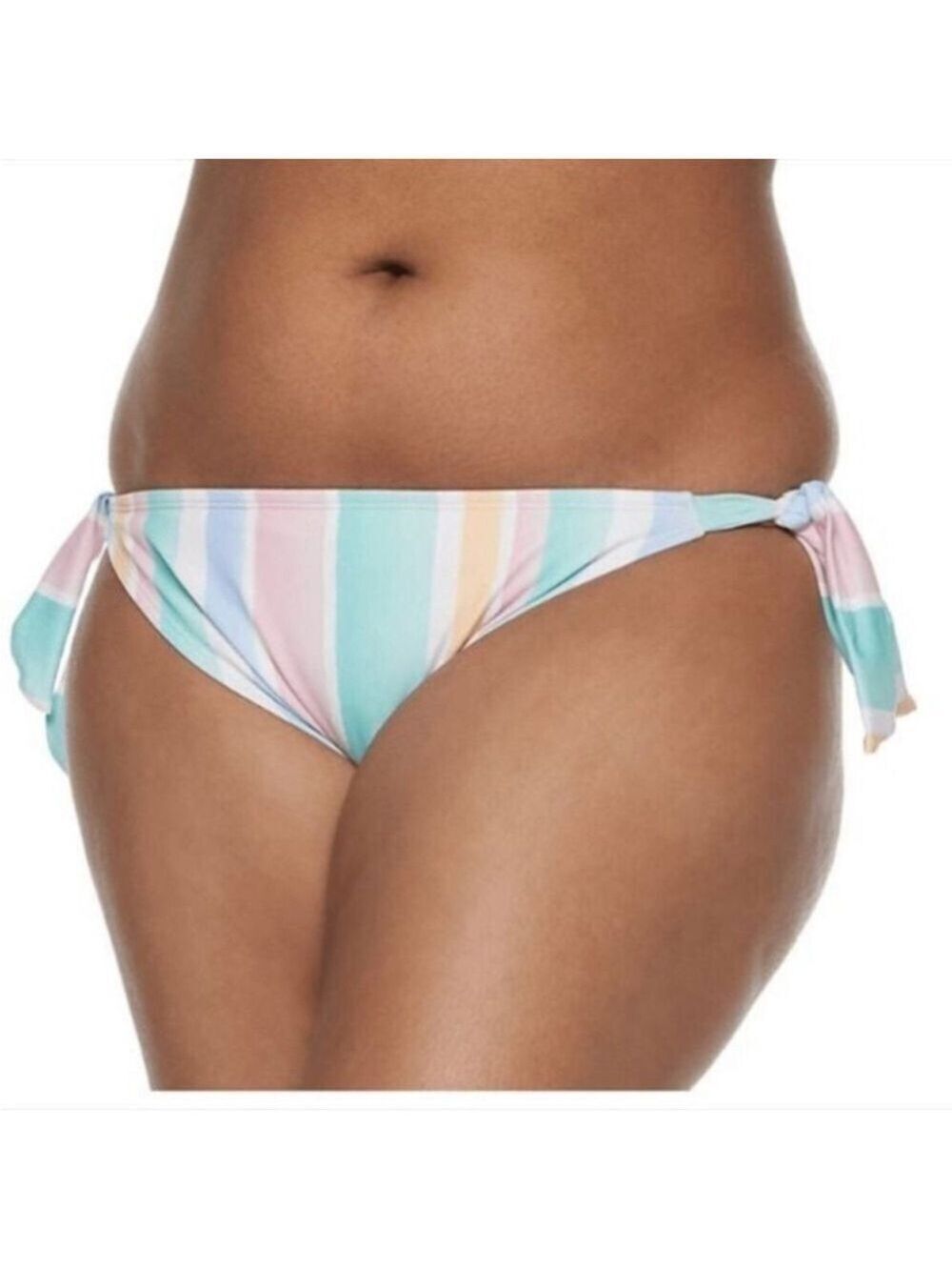 SO bikini bottoms Woman’s 2X midrise hipster  stripes side knots